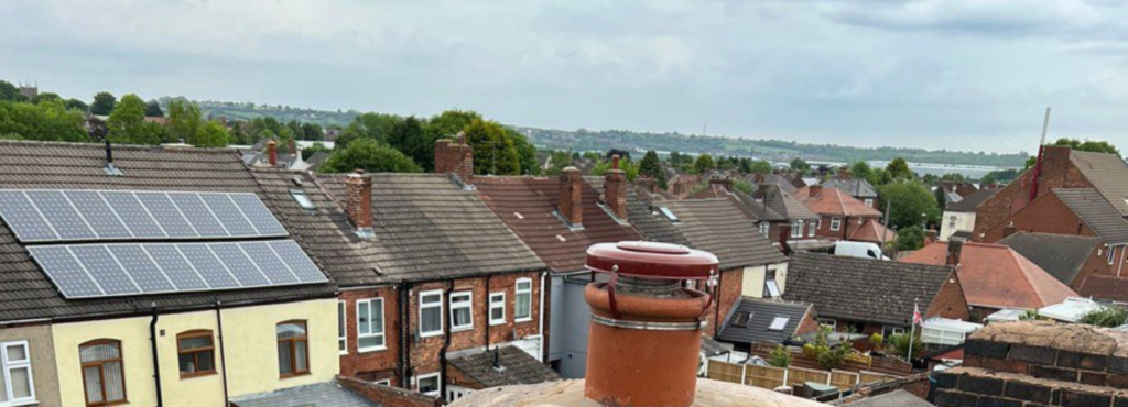 This is a photo taken from a roof which is being repaired by LS Roofing Furze Platt, it shows a street of houses, and their roofs